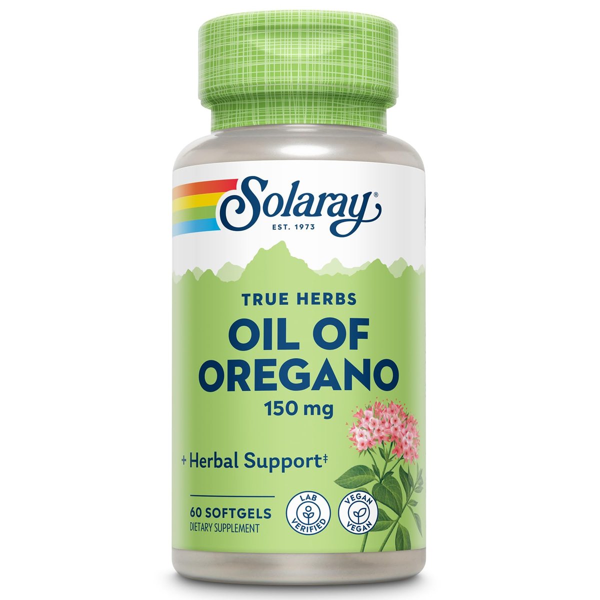 Solaray Oreganoöl Softgels – Hochreines Extrakt, 150 mg pro Kapsel, 60 vegane Softgels