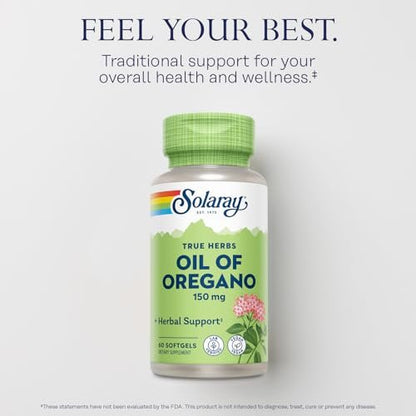 Solaray Oreganoöl Softgels – Hochreines Extrakt, 150 mg pro Kapsel, 60 vegane Softgels