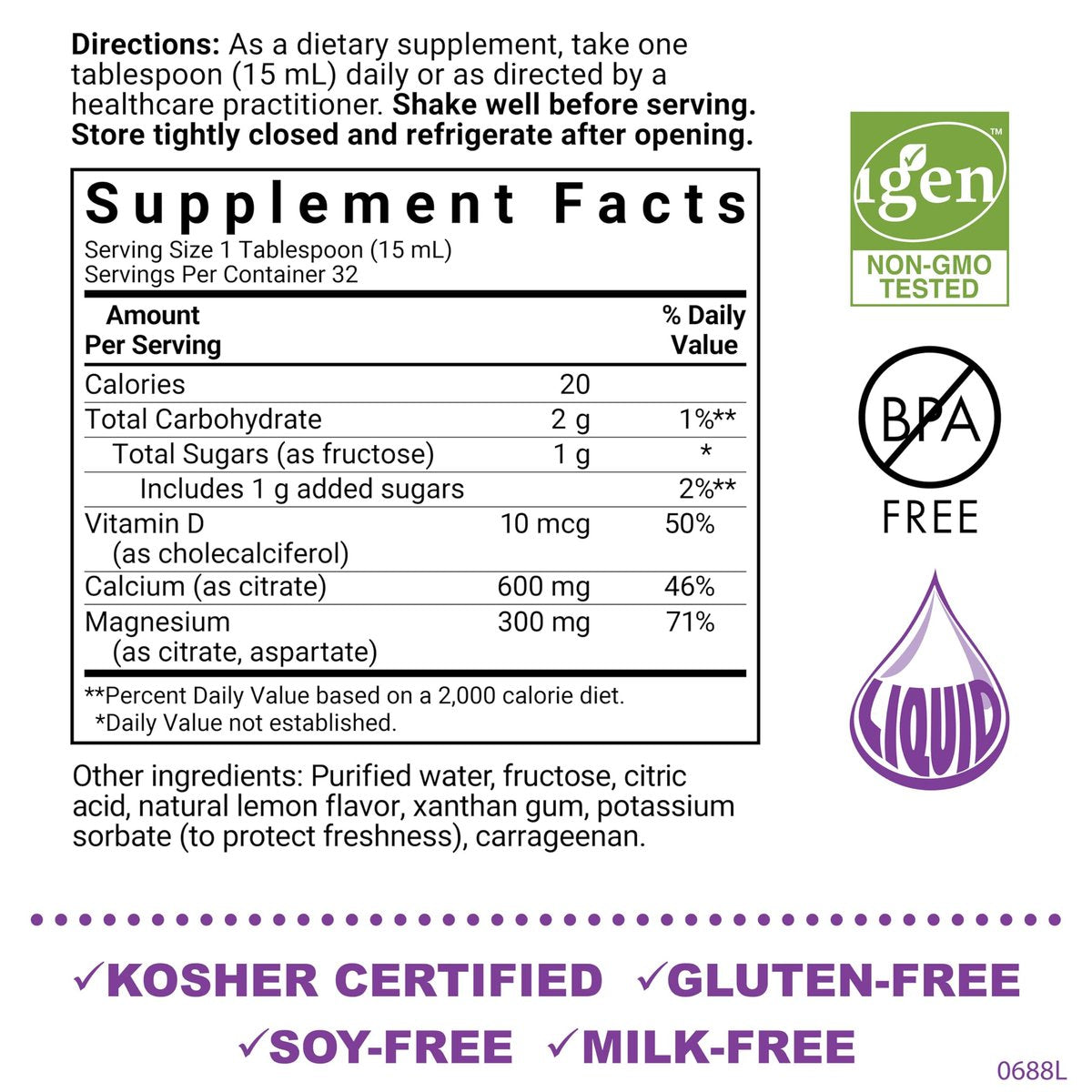 Bluebonnet Nutrition Flüssiges Calciumcitrat Magnesiumcitrat mit Vitamin D3 – 473 ml Zitronengeschmack, glutenfrei, sojafrei, milchfrei, koscher, 32 Portionen