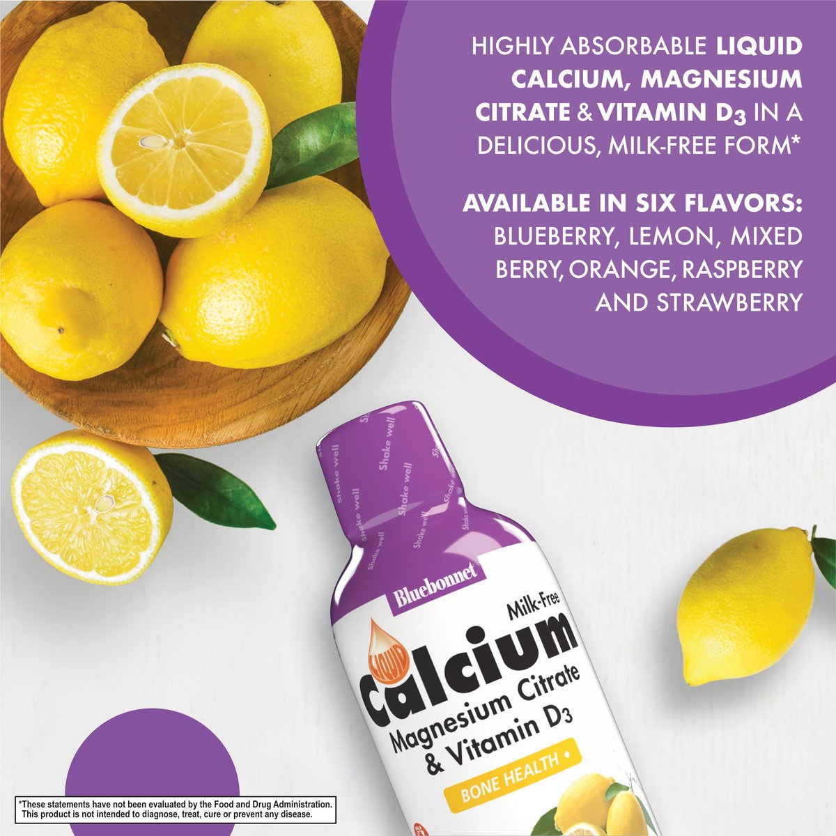Bluebonnet Nutrition Flüssiges Calciumcitrat Magnesiumcitrat mit Vitamin D3 – 473 ml Zitronengeschmack, glutenfrei, sojafrei, milchfrei, koscher, 32 Portionen