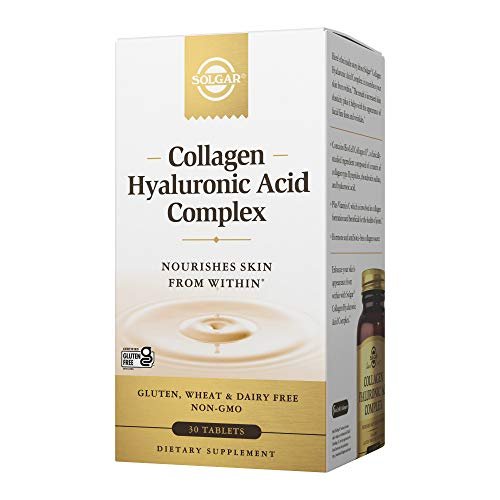 Solgar Collagen Hyaluronic Acid Complex, 30 Tabletten - Hydrolysiertes Kollagen Typ 2 - Reduziert feine Linien & Falten - Steigert Hautkollagen & Elastizität - Non-GMO, Gluten- & Laktosefrei - 30 Portionen