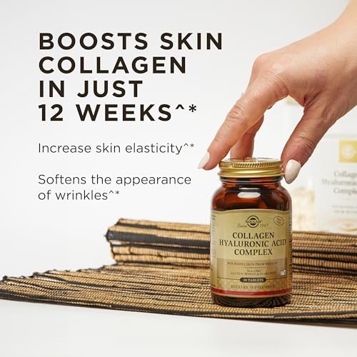 Solgar Collagen Hyaluronic Acid Complex, 30 Tabletten - Hydrolysiertes Kollagen Typ 2 - Reduziert feine Linien & Falten - Steigert Hautkollagen & Elastizität - Non-GMO, Gluten- & Laktosefrei - 30 Portionen