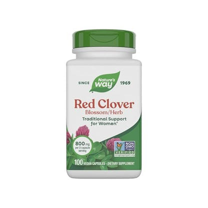 Nature's Way Rotklee Blütenkraut – Traditionelle Unterstützung für die Frauengesundheit*, 800 mg pro 2-Kapsel-Portion, Non-GMO Project Verified, 100 vegane Kapseln
