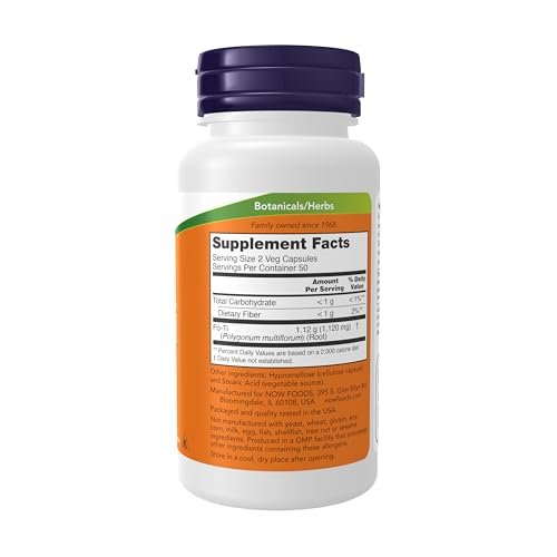 NOW Foods Fo-Ti (Polygonum multiflorum) 560 mg, Ho Shou Wu, Kräuterergänzung, 100 vegane Kapseln