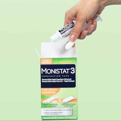 Monistat 3-Tage Vaginalcreme & Zäpfchen gegen Scheidenpilz, 3 Miconazol-Zäpfchen & äußerliche Juckreiz-Linderungscreme (9g Tube) Kombipackung