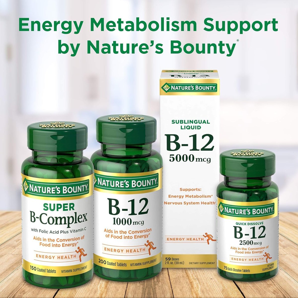 Nature's Bounty Vitamin B-12 500 mcg, 200 Kapseln (2er-Pack)