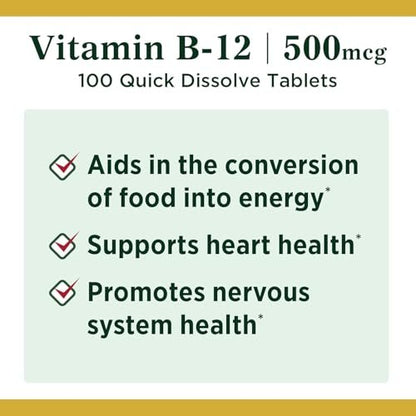Nature's Bounty Vitamin B-12 500 mcg, 200 Kapseln (2er-Pack)