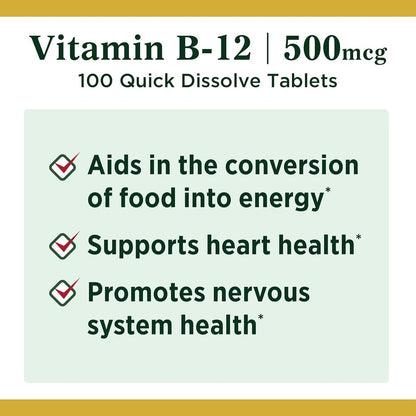 Nature's Bounty Vitamin B-12 500 mcg, 200 Kapseln (2er-Pack)