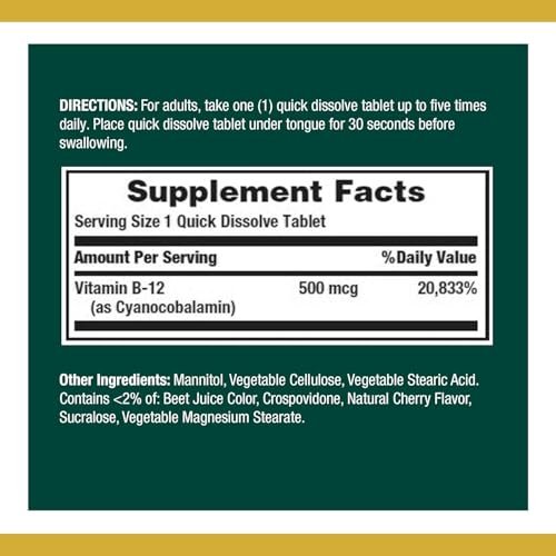 Nature's Bounty Vitamin B-12 500 mcg, 200 Kapseln (2er-Pack)