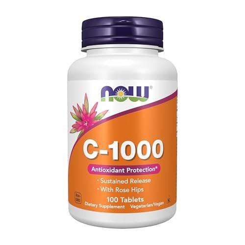 NOW Foods Vitamin C-1.000 mit Hagebutte, Zeitversetzte Freisetzung, Antioxidantien-Schutz, 100 Tabletten