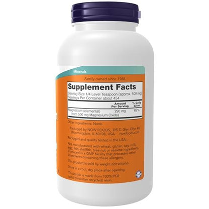 NOW Foods Magnesium Oxid – 227 g (8 Unzen) – Unterstützt Enzymfunktion & Nervensystem