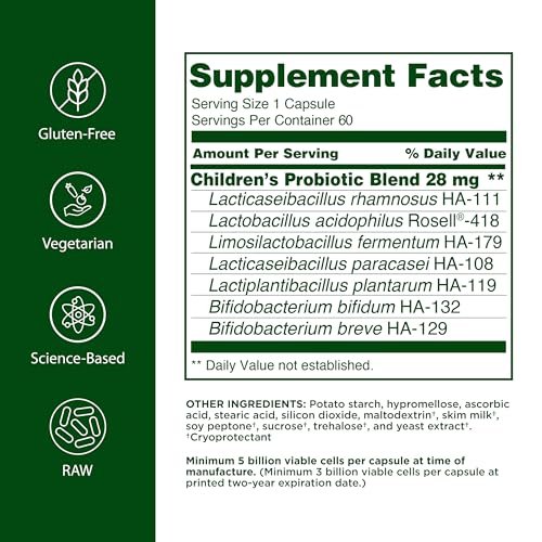 Flora Udo's Choice Kinder-Probiotikum – 7 spezifische Stämme, 5 Milliarden Zellen, für Kinder von 5-15 Jahren, 60 Kapseln