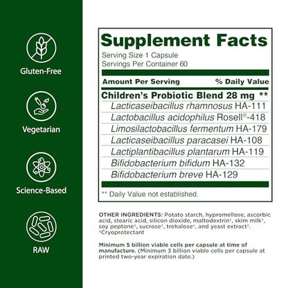 Flora Udo's Choice Kinder-Probiotikum – 7 spezifische Stämme, 5 Milliarden Zellen, für Kinder von 5-15 Jahren, 60 Kapseln