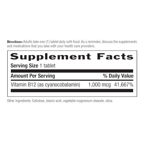 Country Life Vitamin B12 1000 mcg – Vegane Tabletten für Gehirnfunktion, Nervengesundheit & Blutbildung – Glutenfrei, 60 Tabletten