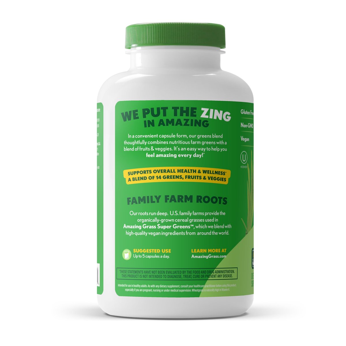 Amazing Grass Super Greens Kapseln – Superfood, Grünpulver-Kapseln mit Bio-Spirulina, Chlorella, Rote Bete, Verdauungsenzyme & Probiotika – 150 Kapseln (Verpackung kann variieren)