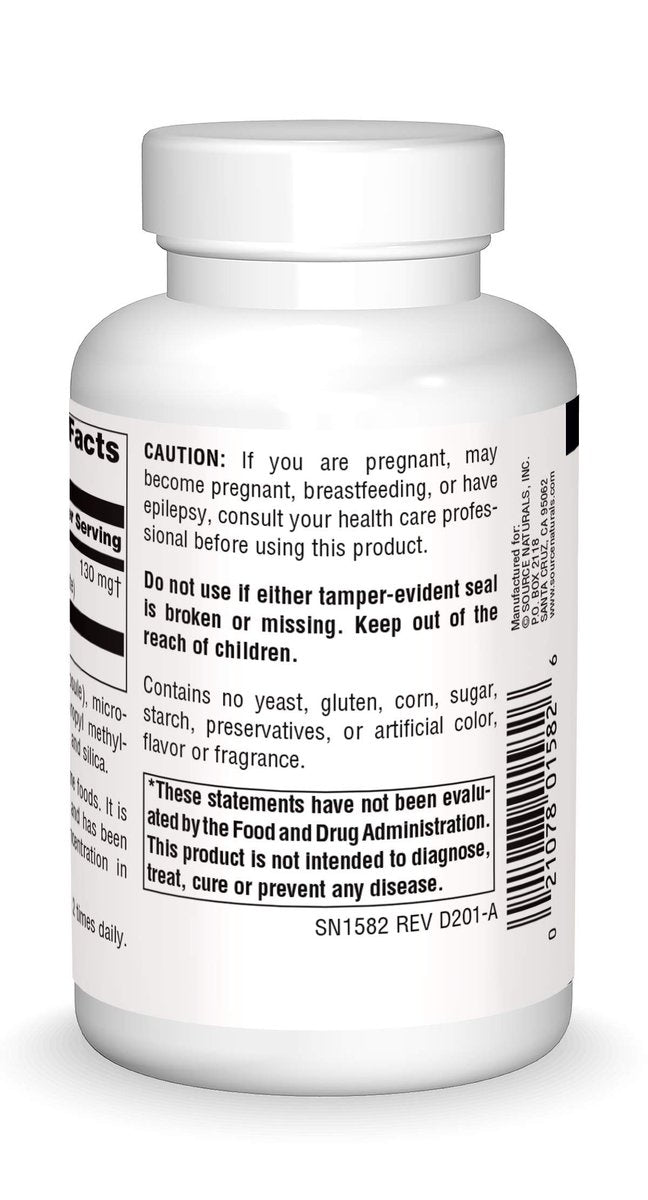 Source Naturals DMAE 351 mg - 100 Kapseln zur Unterstützung der mentalen Konzentration