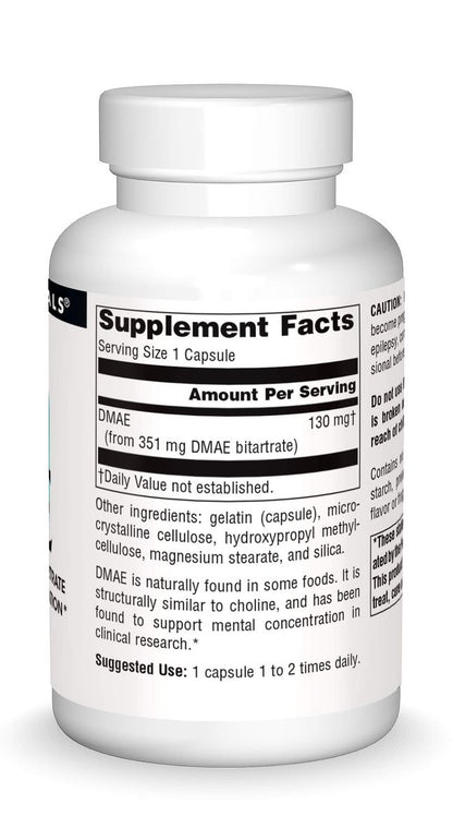 Source Naturals DMAE 351 mg - 100 Kapseln zur Unterstützung der mentalen Konzentration