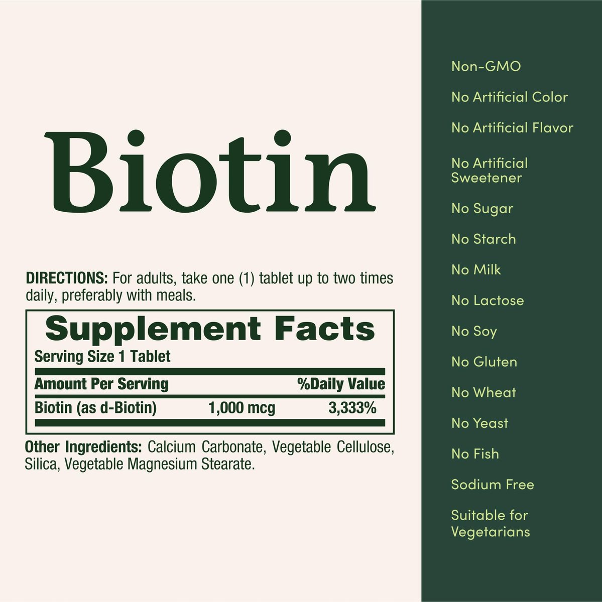 Nature's Bounty Biotin 1000 mcg – 100 Tabletten für gesundes Haar, Haut und Nägel sowie Energieunterstützung