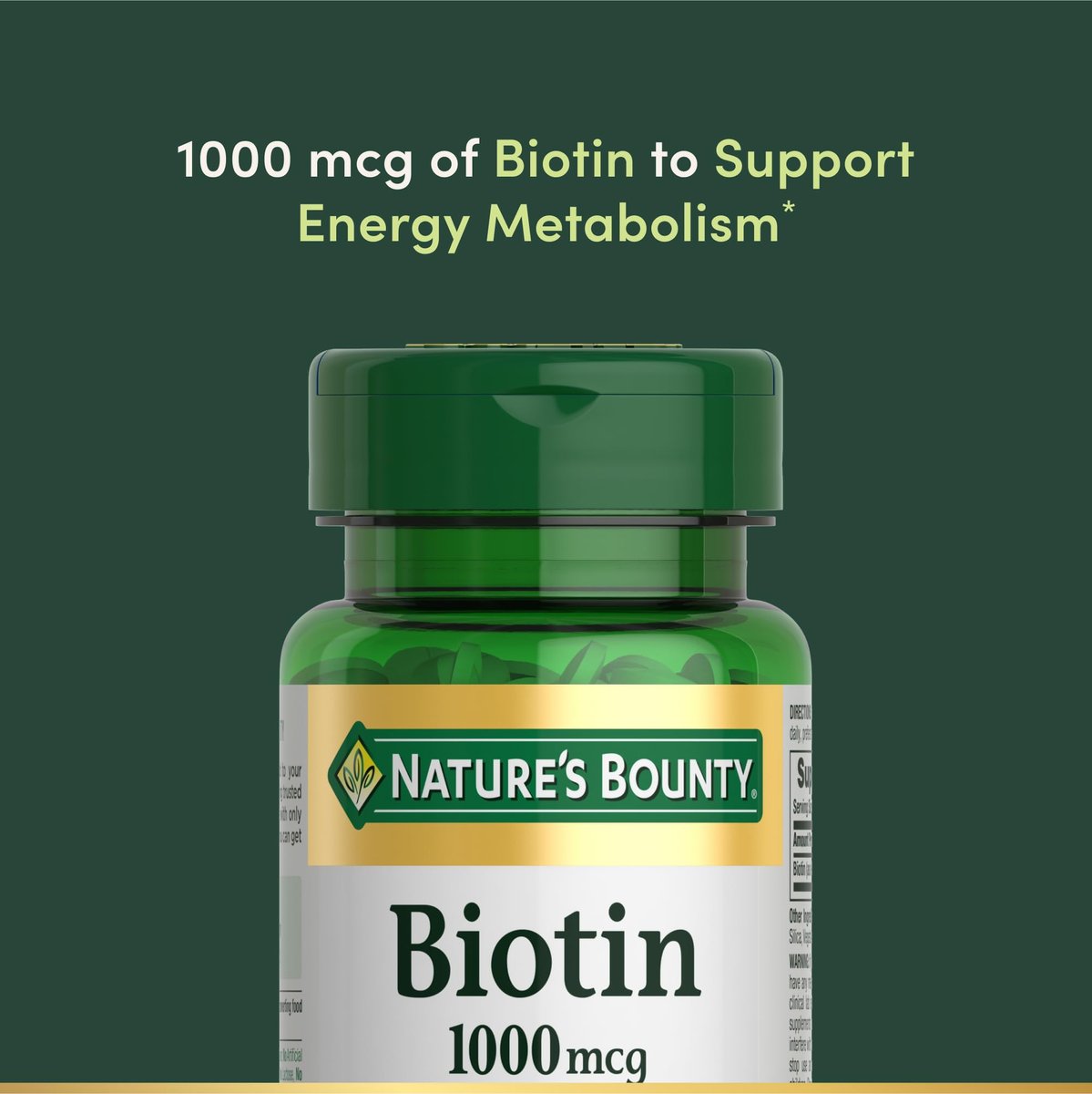 Nature's Bounty Biotin 1000 mcg – 100 Tabletten für gesundes Haar, Haut und Nägel sowie Energieunterstützung