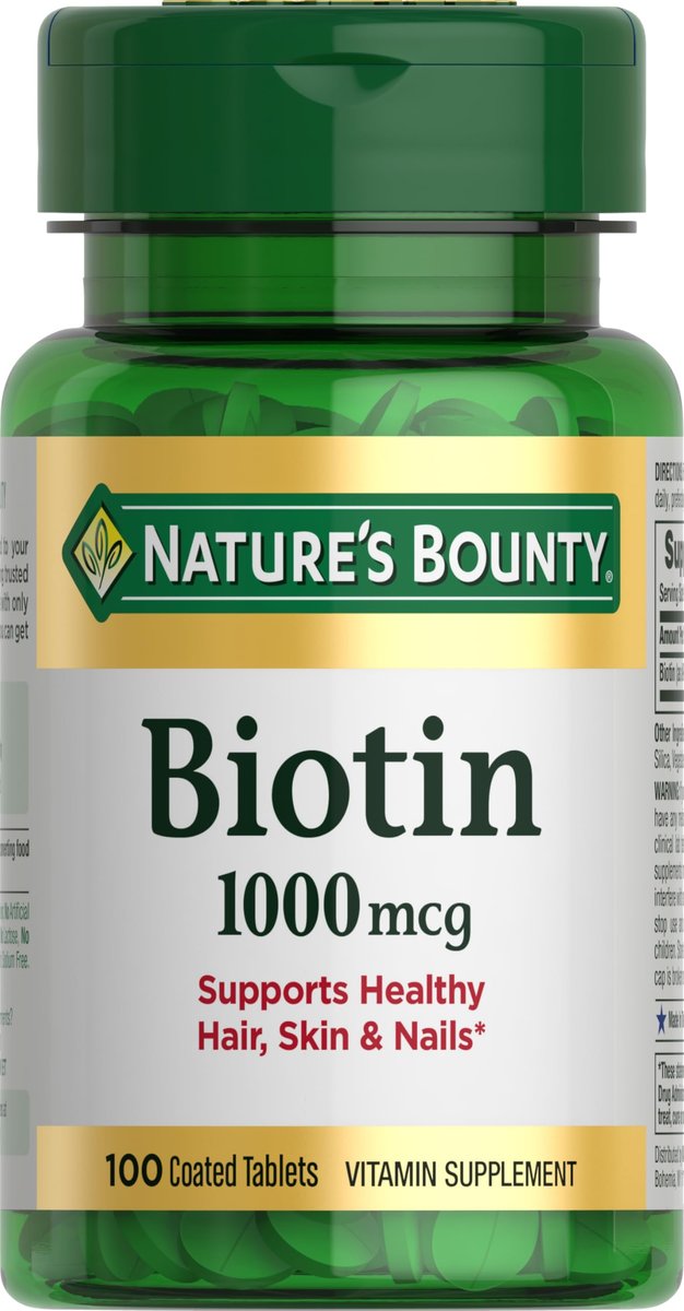 Nature's Bounty Biotin 1000 mcg – 100 Tabletten für gesundes Haar, Haut und Nägel sowie Energieunterstützung