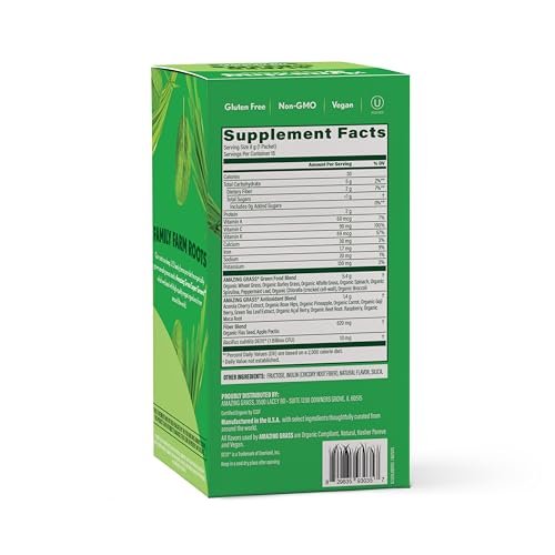 Amazing Grass Super Greens Pulver – Bio Grünpulver für Smoothies, Verdauung & Immunsystem, 30 Portionen (8,5 Unzen Original)