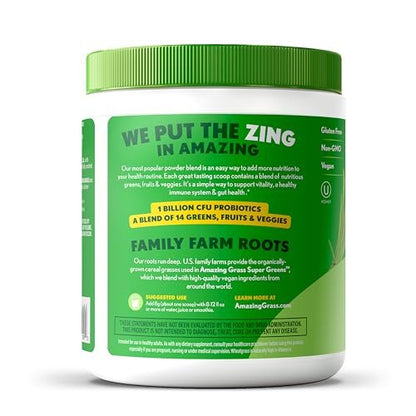 Amazing Grass Super Greens Pulver – Bio Grünpulver für Smoothies, Verdauung & Immunsystem, 30 Portionen (8,5 Unzen Original)