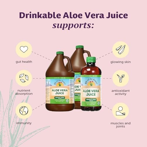 Lily of the Desert Aloe Vera Saft - Ganzes Blatt gefiltertes Aloe Vera Getränk, Nicht-GMO, mit natürlichen Verdauungsenzymen für Darmgesundheit, Magenberuhigung, Wohlbefinden, strahlende Haut, 946 ml mit Gelly-Beutel