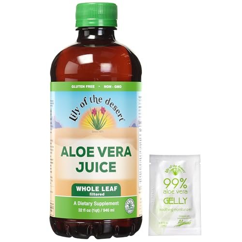 Lily of the Desert Aloe Vera Saft - Ganzes Blatt gefiltertes Aloe Vera Getränk, Nicht-GMO, mit natürlichen Verdauungsenzymen für Darmgesundheit, Magenberuhigung, Wohlbefinden, strahlende Haut, 946 ml mit Gelly-Beutel