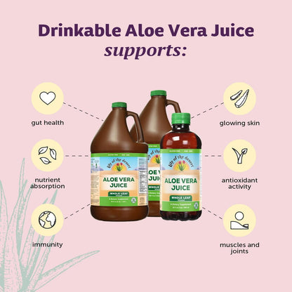 Lily of the Desert Aloe Vera Saft - Ganzes Blatt gefiltertes Aloe Vera Getränk, Nicht-GMO, mit natürlichen Verdauungsenzymen für Darmgesundheit, Magenberuhigung, Wohlbefinden, strahlende Haut, 946 ml mit Gelly-Beutel