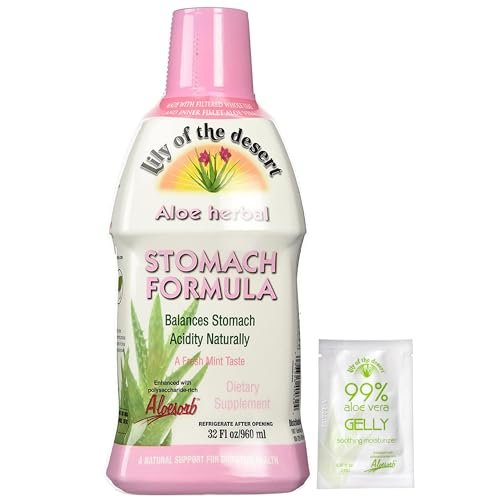 Lily of the Desert Magenformel, Bio Aloe Vera Saft mit Ulme, Kamille, Pfefferminze und Ingwer für die Darmgesundheit, Sodbrennen & saures Aufstoßen, 946 ml, inkl. Gelbeutel