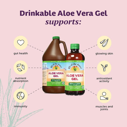Lily Of The Desert Aloe Vera Gel, Konservierungsmittelfrei - Ganze Blatt Gefiltert, Dickere Konsistenz, Aloe Vera Getränk mit Natürlichen Vitaminen, Verdauungsenzyme für Darmgesundheit, Wohlbefinden, Strahlende Haut, 946 ml