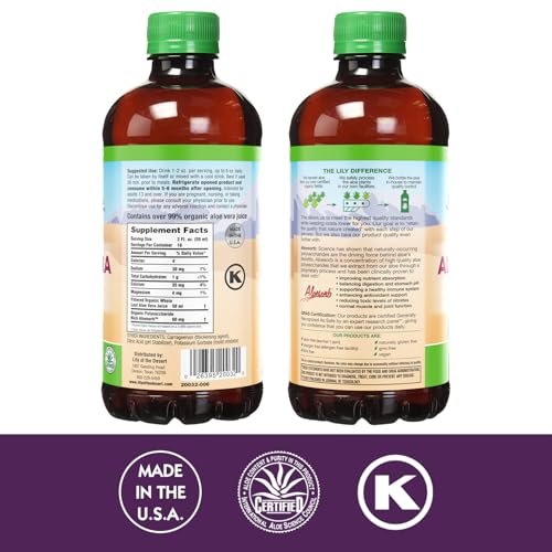 Lily Of The Desert Aloe Vera Gel, Konservierungsmittelfrei - Ganze Blatt Gefiltert, Dickere Konsistenz, Aloe Vera Getränk mit Natürlichen Vitaminen, Verdauungsenzyme für Darmgesundheit, Wohlbefinden, Strahlende Haut, 946 ml