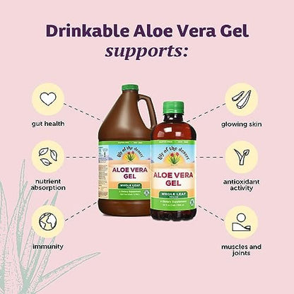 Lily Of The Desert Aloe Vera Gel, Konservierungsmittelfrei - Ganze Blatt Gefiltert, Dickere Konsistenz, Aloe Vera Getränk mit Natürlichen Vitaminen, Verdauungsenzyme für Darmgesundheit, Wohlbefinden, Strahlende Haut, 946 ml