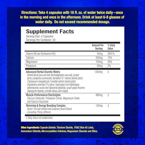 Xpel Maximum Strength Diuretic Wasserpillen – 80 Kapseln zur Entwässerung & Gewichtsunterstützung mit Vitamin B6, Kalium & Löwenzahnwurzel