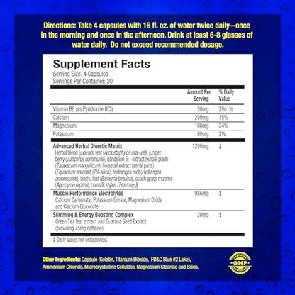 Xpel Maximum Strength Diuretic Wasserpillen – 80 Kapseln zur Entwässerung & Gewichtsunterstützung mit Vitamin B6, Kalium & Löwenzahnwurzel