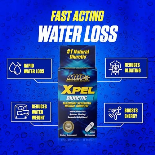 Xpel Maximum Strength Diuretic Wasserpillen – 80 Kapseln zur Entwässerung & Gewichtsunterstützung mit Vitamin B6, Kalium & Löwenzahnwurzel