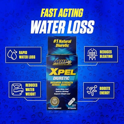 Xpel Maximum Strength Diuretic Wasserpillen – 80 Kapseln zur Entwässerung & Gewichtsunterstützung mit Vitamin B6, Kalium & Löwenzahnwurzel