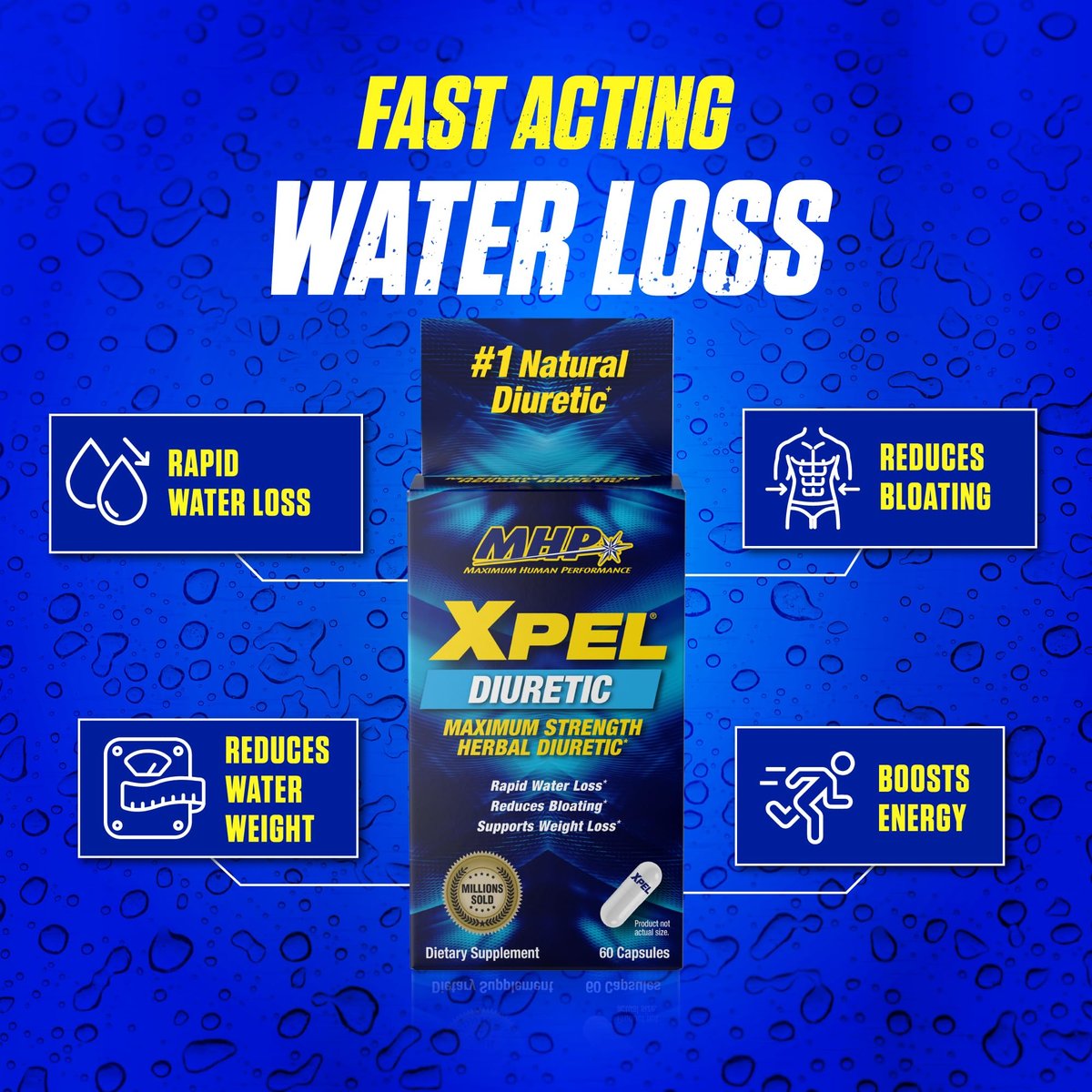 Xpel Maximum Strength Diuretic Wasserpillen – 80 Kapseln zur Entwässerung & Gewichtsunterstützung mit Vitamin B6, Kalium & Löwenzahnwurzel