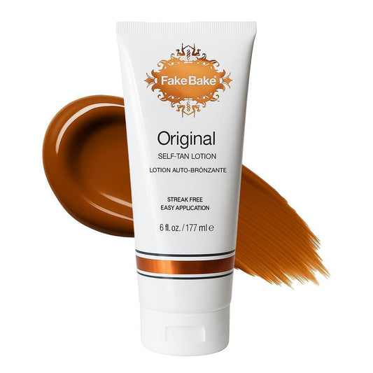 Fake Bake Original Selbstbräunungslotion – Natürlich aussehende, streifenfreie Bräune für alle Hauttöne – 177 ml