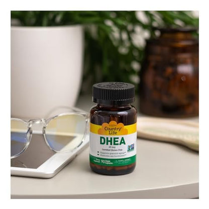 Country Life DHEA 25 mg – 90 vegane Kapseln, zertifiziert glutenfrei, vegan & Non-GMO