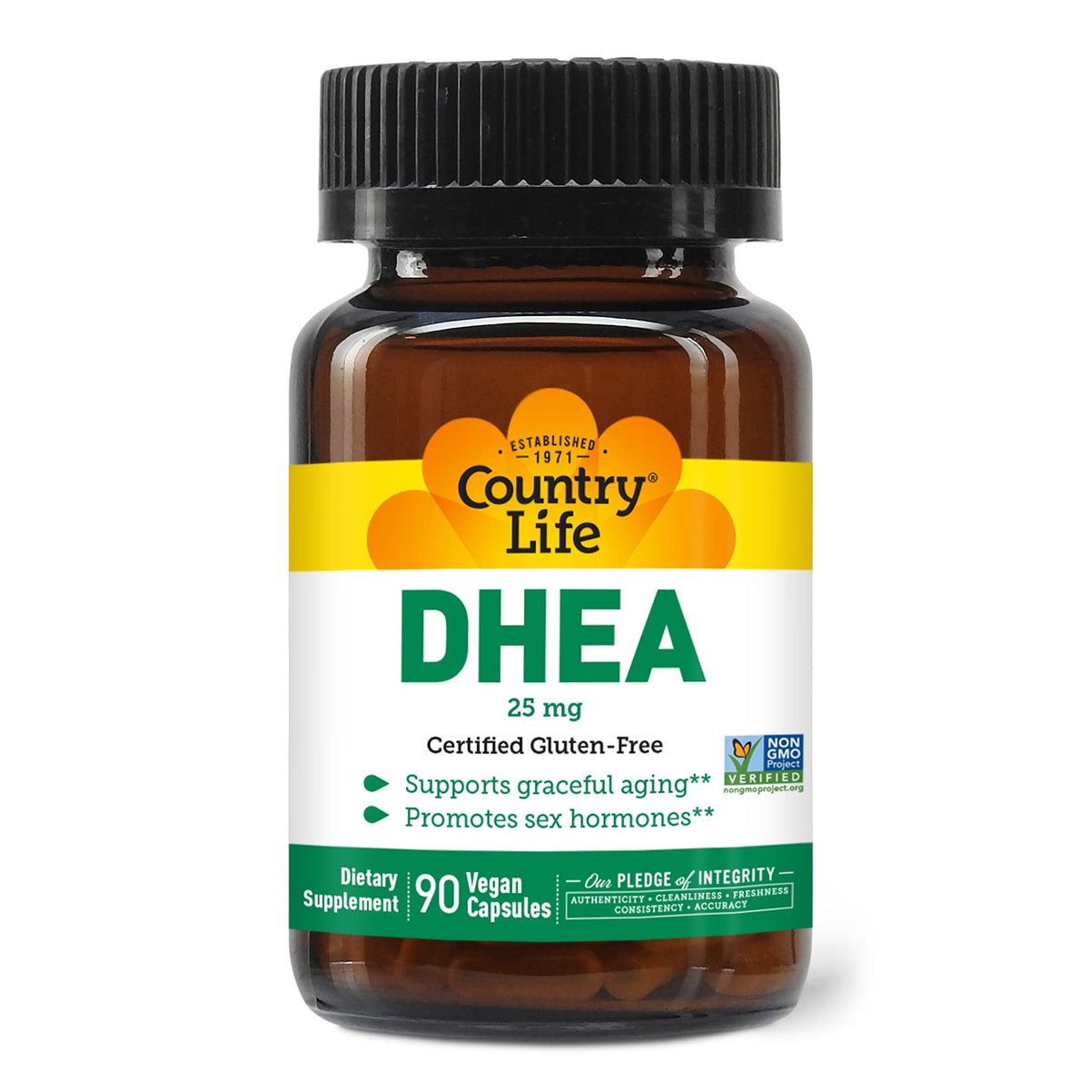Country Life DHEA 25 mg – 90 vegane Kapseln, zertifiziert glutenfrei, vegan & Non-GMO