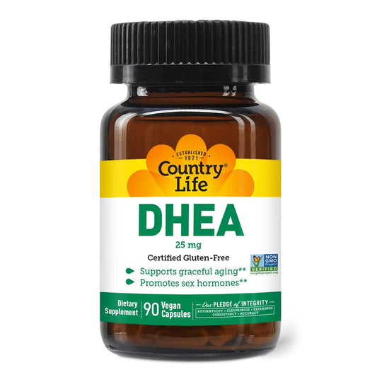Country Life DHEA 25 mg – 90 vegane Kapseln, zertifiziert glutenfrei, vegan & Non-GMO