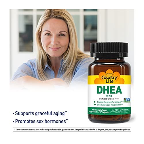 Country Life DHEA 25 mg – 90 vegane Kapseln, zertifiziert glutenfrei, vegan & Non-GMO