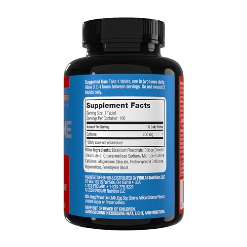 ProLab Koffeintabletten 200 mg – 300 Stück | Energie-Support, steigert Ausdauer und geistige Konzentration, reduziert Müdigkeit, Pre-Workout, extra stark