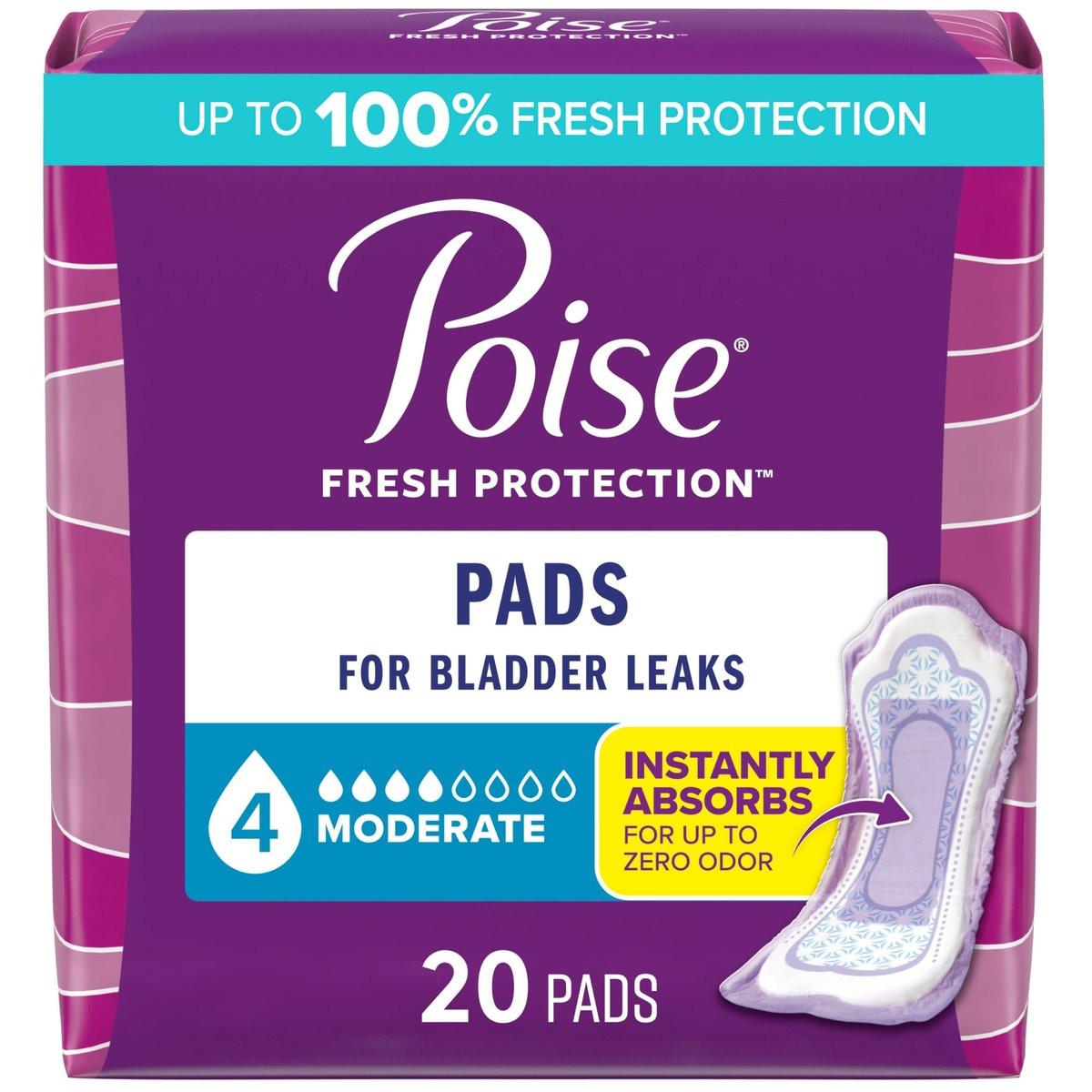 Poise Inkontinenz- & Wochenbett-Einlagen bei Blasenschwäche, 4 Tropfen mittlere Saugstärke, normale Länge, 20 Stück, Verpackung kann variieren