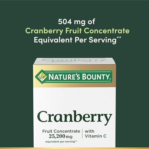 Cranberry Konzentrat mit Vitamin C von Nature's Bounty – Nahrungsergänzungsmittel für Harnwegs- und Immunsystem – 25200 mg, 60 Rapid Release Softgels
