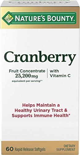 Cranberry Konzentrat mit Vitamin C von Nature's Bounty – Nahrungsergänzungsmittel für Harnwegs- und Immunsystem – 25200 mg, 60 Rapid Release Softgels