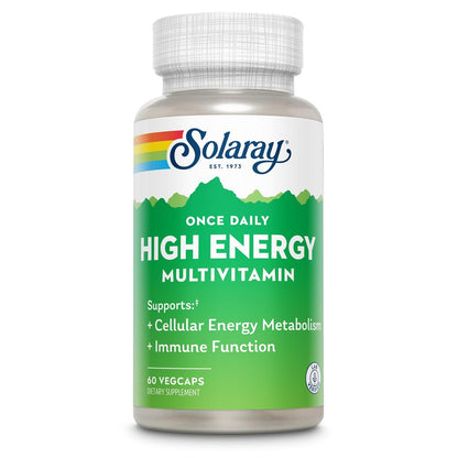SOLARAY Once Daily High Energy Multivitamin für Männer und Frauen – mit Vitamin C, Vitamin D und Vollwertkräuterbasis – Unterstützung des Zellstoffwechsels und der Immunfunktion – 60 Portionen, 60 VegCap