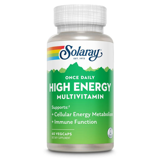 SOLARAY Once Daily High Energy Multivitamin für Männer und Frauen – mit Vitamin C, Vitamin D und Vollwertkräuterbasis – Unterstützung des Zellstoffwechsels und der Immunfunktion – 60 Portionen, 60 VegCap