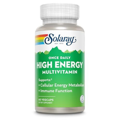 SOLARAY Once Daily High Energy Multivitamin für Männer und Frauen – mit Vitamin C, Vitamin D und Vollwertkräuterbasis – Unterstützung des Zellstoffwechsels und der Immunfunktion – 60 Portionen, 60 VegCap